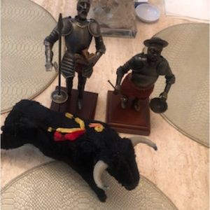 Vintage from Spain 3 items Vintage DON QUIXOTE , SANCHO PANZA FIGURINES,bull